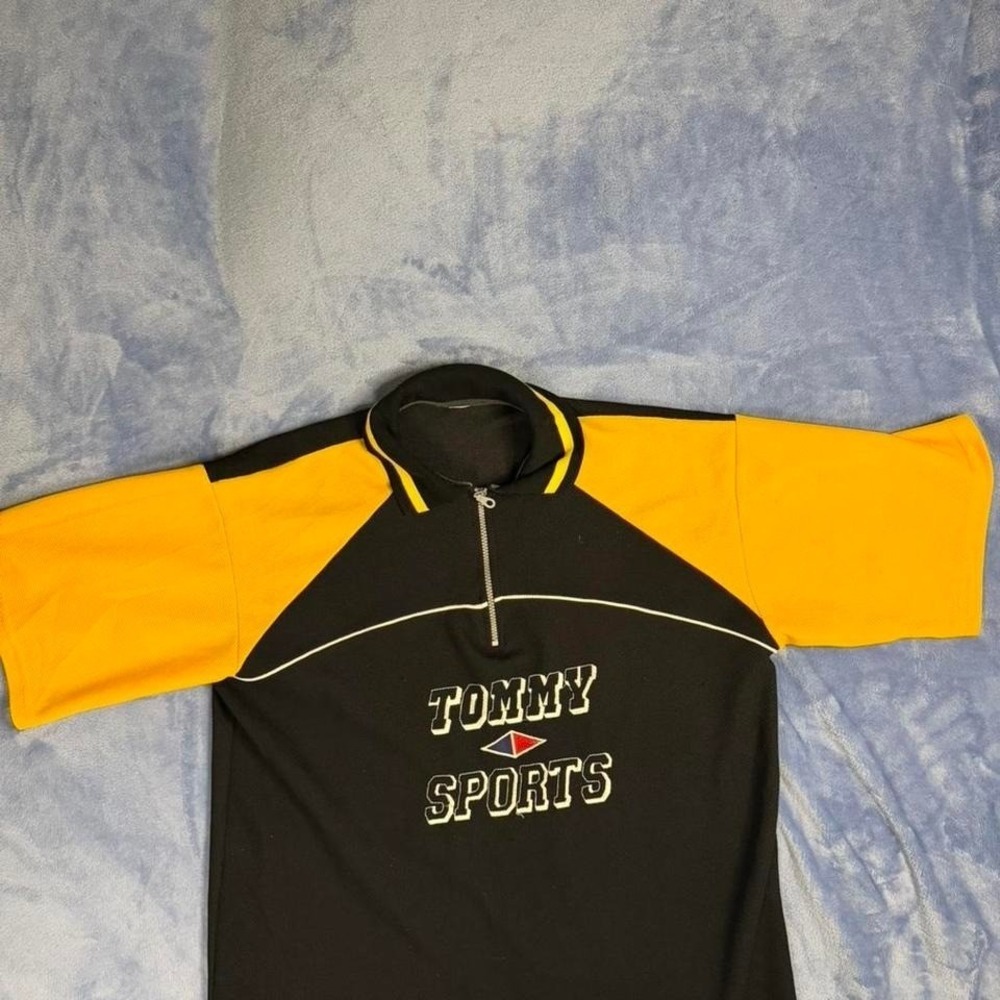 Vintage Tommy Hilfiger black and yellow quarter zip sweatshirt